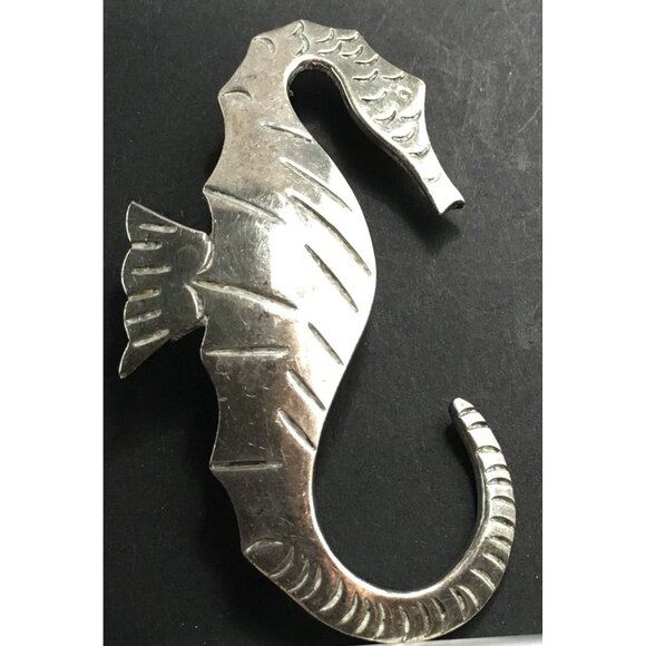 Taxco Sterling Silver Seahorse Brooch Pin Mexico Figural Ocean Marine Life - Picture 2 of 3